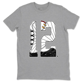 12s Taxi Sneaker match tees – Sneaker Tees To Match Air Jordan 12 Taxi Shoes – Number 12 Tee Heather Grey 2