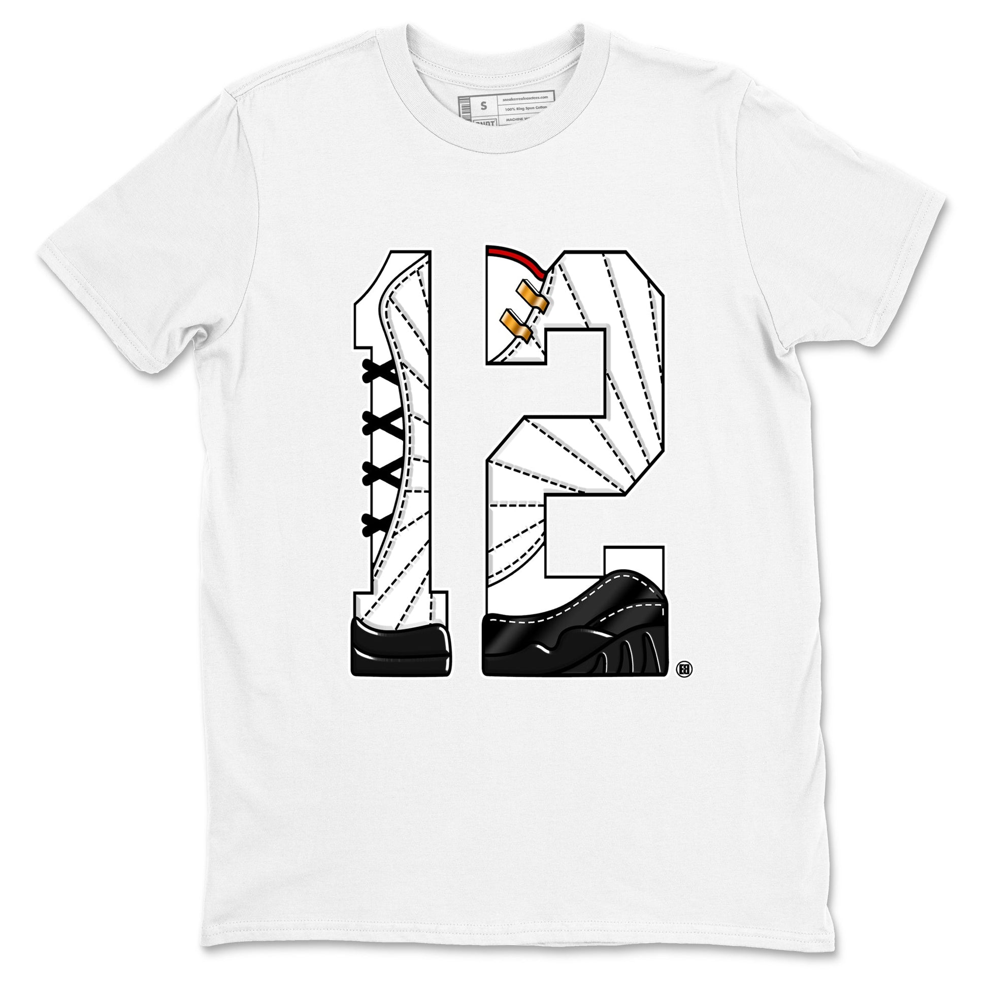12s Taxi Sneaker match tees – Sneaker Tees To Match Air Jordan 12 Taxi Shoes – Number 12 Tee White 2