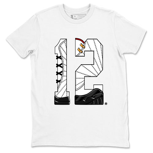 12s Taxi Sneaker match tees – Sneaker Tees To Match Air Jordan 12 Taxi Shoes – Number 12 Tee White 2