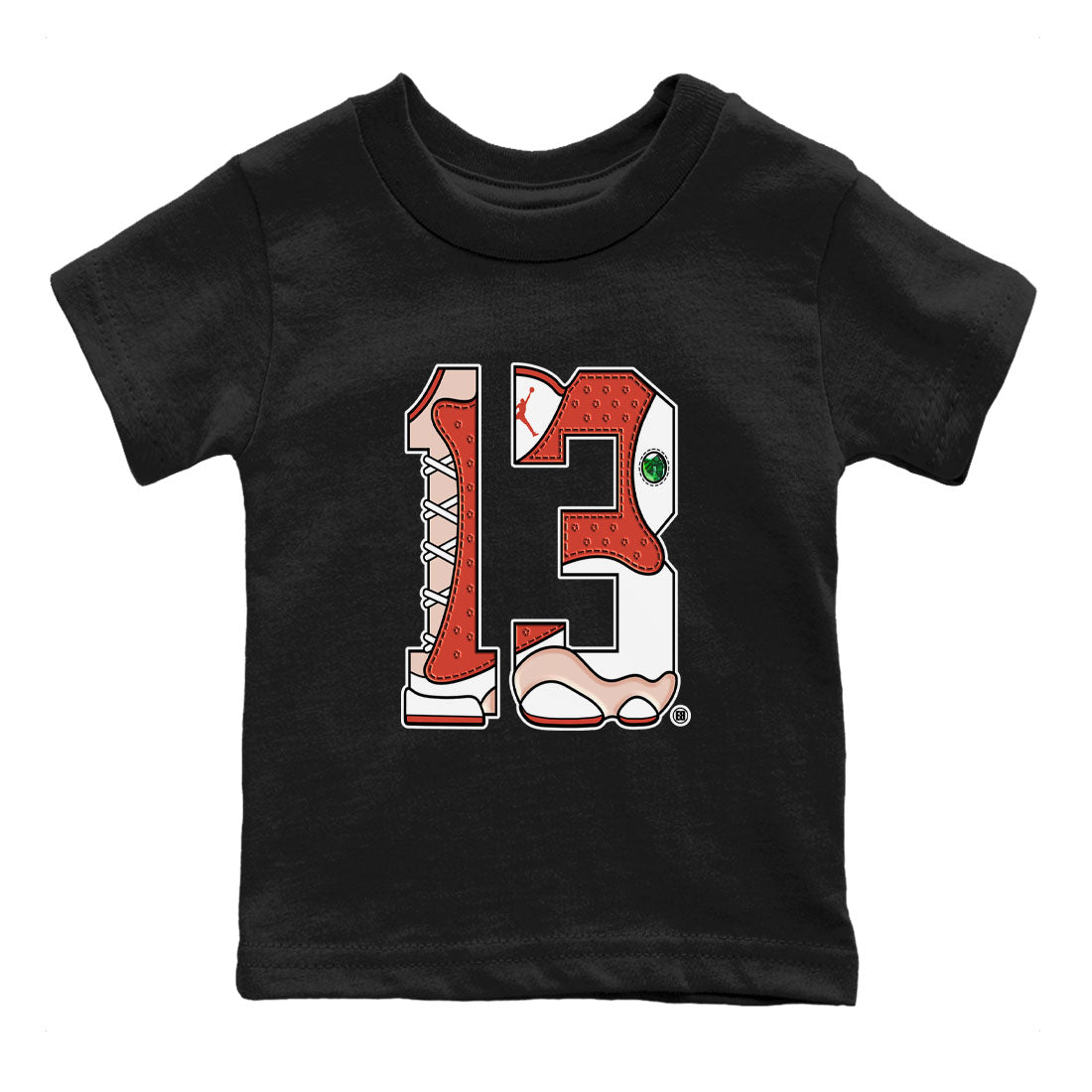 AJ13 Dune Red shirts to match jordans Number 13 sneaker match tees Air Jordan 13 Dune Red SNRT Sneaker Tees streetwear brand Baby and Youth Black 2 cotton tee