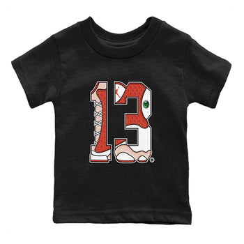AJ13 Dune Red shirts to match jordans Number 13 sneaker match tees Air Jordan 13 Dune Red SNRT Sneaker Tees streetwear brand Baby and Youth Black 2 cotton tee