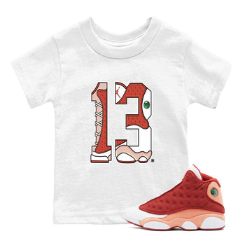 AJ13 Dune Red shirts to match jordans Number 13 sneaker match tees Air Jordan 13 Dune Red SNRT Sneaker Tees streetwear brand Baby and Youth White 1 cotton tee