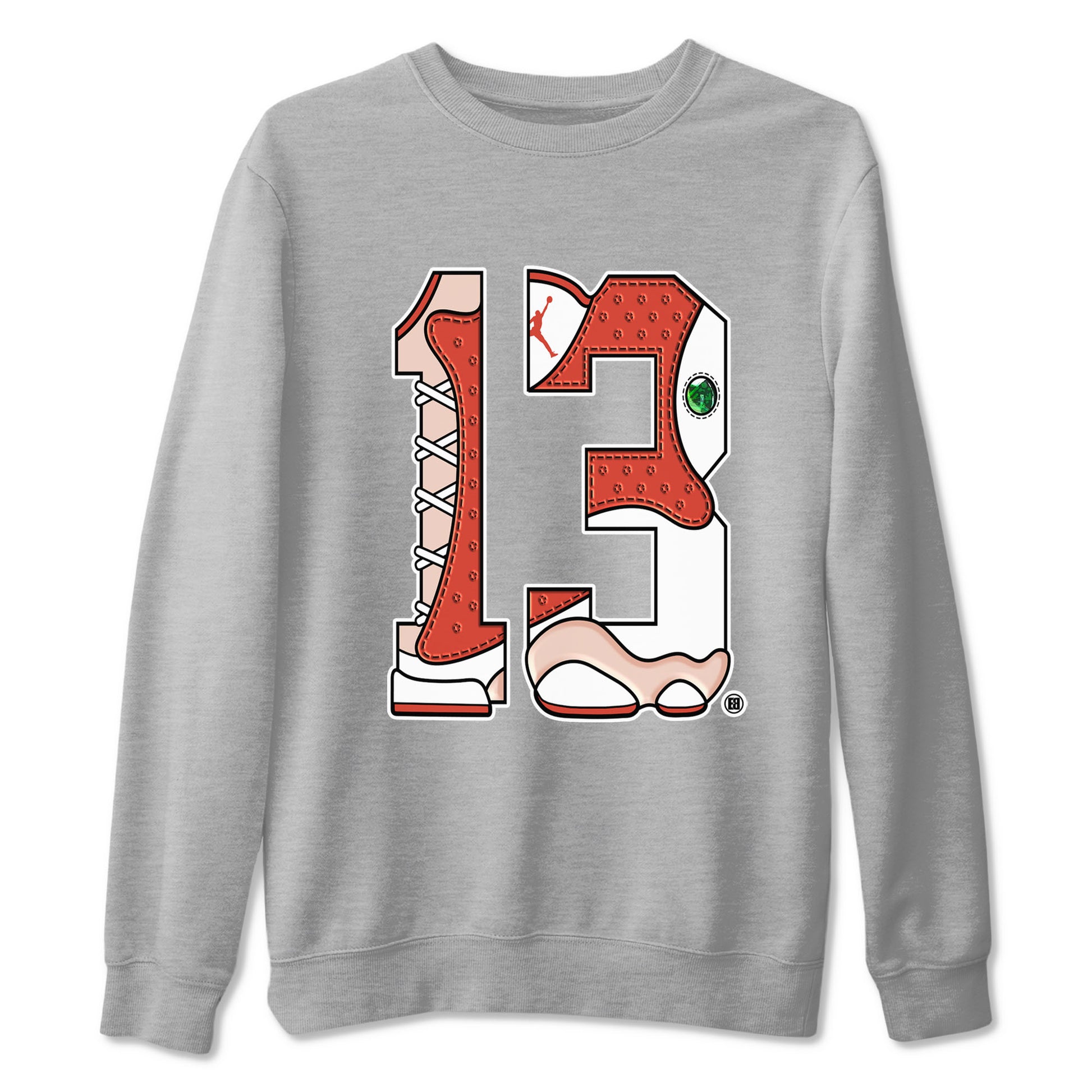 AJ13 Dune Red shirts to match jordans Number 13 sneaker match tees Air Jordan 13 Dune Red SNRT Sneaker Tees streetwear brand Heather Grey 2 unisex cotton tee