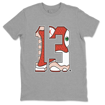 AJ13 Dune Red shirts to match jordans Number 13 sneaker match tees Air Jordan 13 Dune Red SNRT Sneaker Tees streetwear brand Heather Grey 2 unisex cotton tee