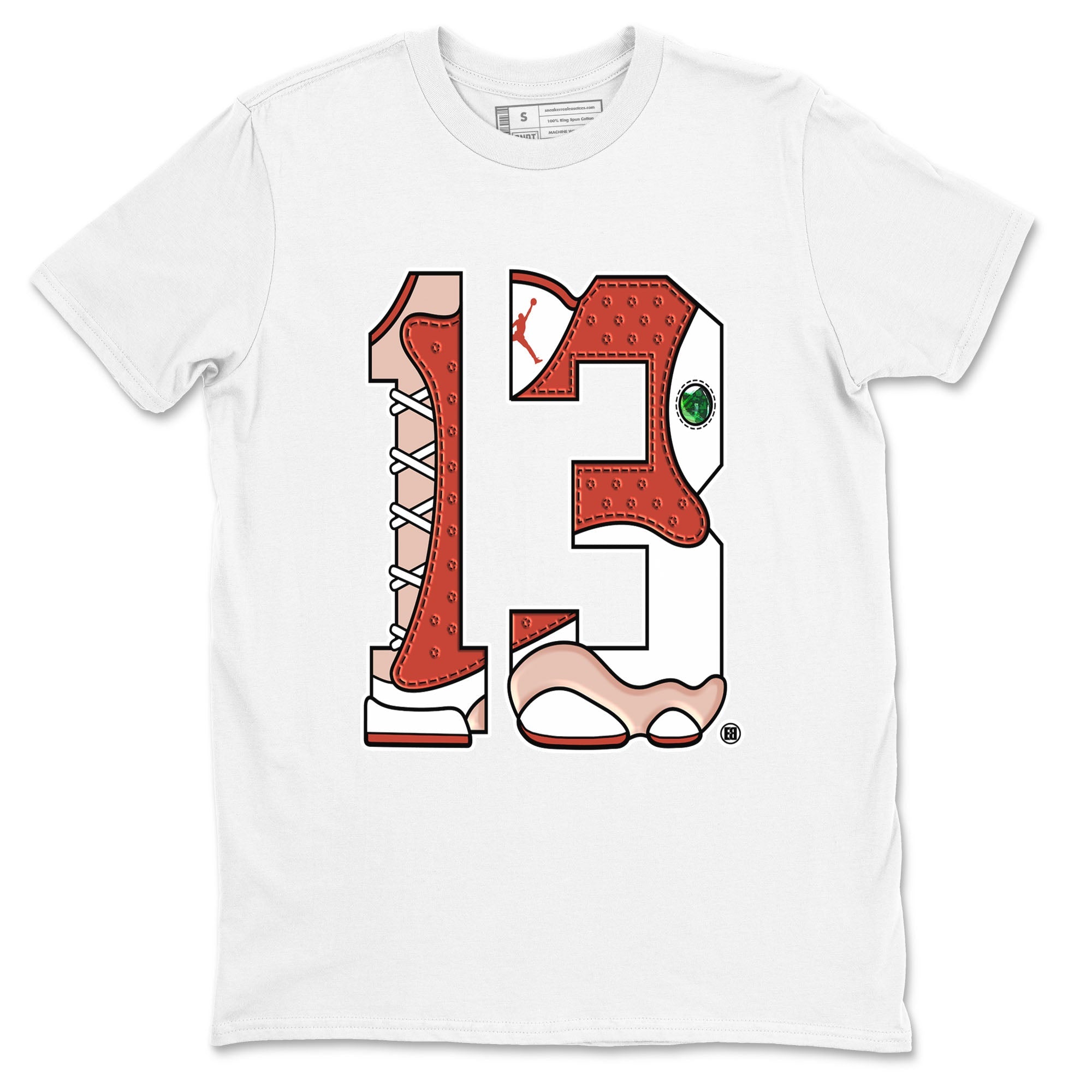 AJ13 Dune Red shirts to match jordans Number 13 sneaker match tees Air Jordan 13 Dune Red SNRT Sneaker Tees streetwear brand White 2 unisex cotton tee