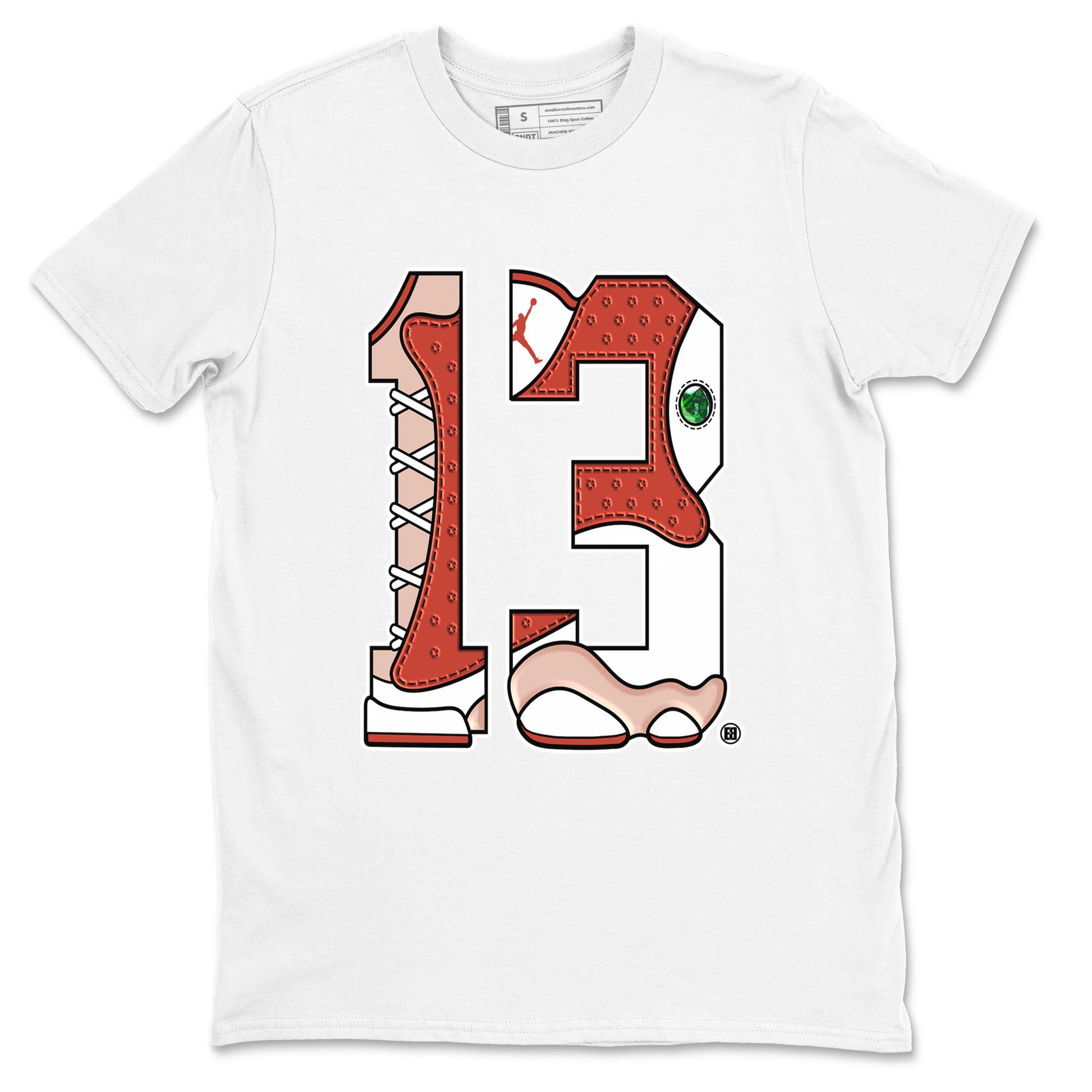 AJ13 Dune Red shirts to match jordans Number 13 sneaker match tees Air Jordan 13 Dune Red SNRT Sneaker Tees streetwear brand White 2 unisex cotton tee