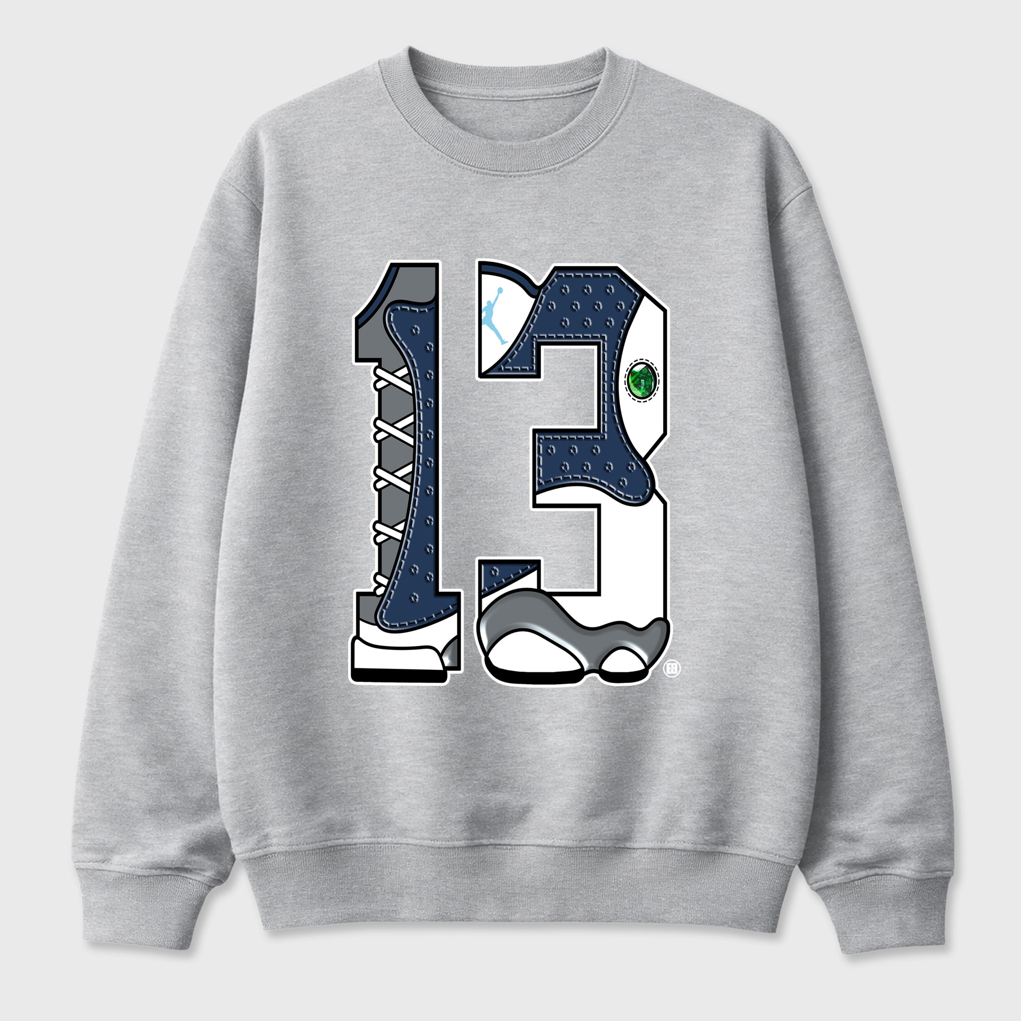 Number 13 Graphic T-Shirt featuring original streetwear artwork designed to match the Air Jordan 13 Flint. Heather Grey 2 Graphic Tee.