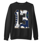 13s Midnight Navy shirts to match jordans Number 13 sneaker match tees Air Jordan 13 Midnight Navy SNRT Sneaker Release Tees unisex cotton Black 2 crew neck shirts