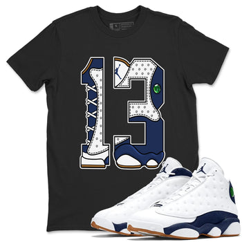 13s Midnight Navy shirts to match jordans Number 13 sneaker match tees Air Jordan 13 Midnight Navy SNRT Sneaker Release Tees unisex cotton Black 1 crew neck shirts