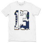 13s Midnight Navy shirts to match jordans Number 13 sneaker match tees Air Jordan 13 Midnight Navy SNRT Sneaker Release Tees unisex cotton White 2 crew neck shirts