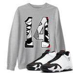 14s Black Toe t shirts to match sneakers Number 14 sneaker match tees Air Jordan 14 Black Toe shirt SNRT Sneaker Tees unisex cotton Heather Grey 1 shirts