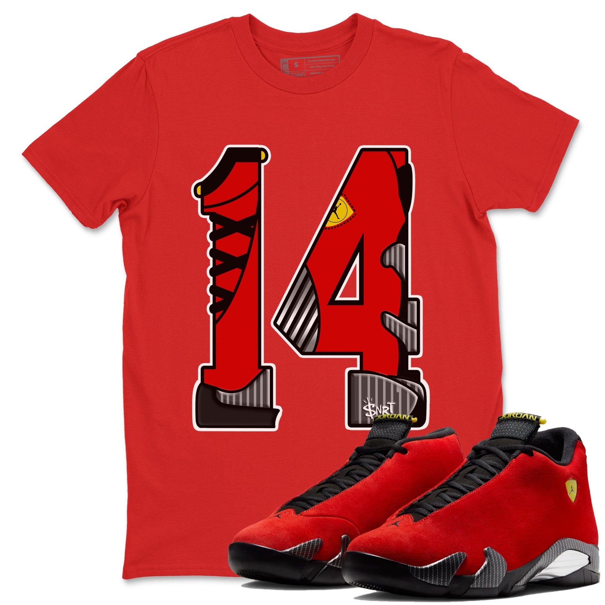 Number 14 Unisex Adult Tops - Air Jordan 14 Challenge Red - SNRT Sneaker T-shirts