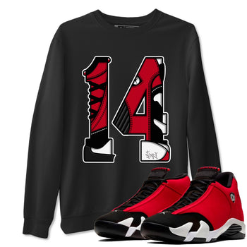 Air Jordan 14 Gym Red t shirts to match sneakers Number 14 sneaker match tees Gym Red 14s shirt SNRT Sneaker Tees unisex cotton Black 1 shirts