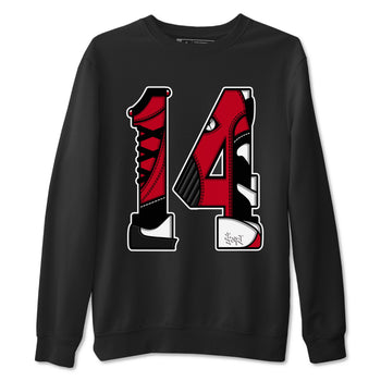 Air Jordan 14 Gym Red t shirts to match sneakers Number 14 sneaker match tees Gym Red 14s shirt SNRT Sneaker Tees unisex cotton Black 2 shirts