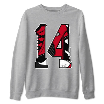 Air Jordan 14 Gym Red t shirts to match sneakers Number 14 sneaker match tees Gym Red 14s shirt SNRT Sneaker Tees unisex cotton Heather Grey 2 shirts