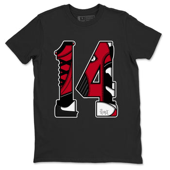 Air Jordan 14 Gym Red t shirts to match sneakers Number 14 sneaker match tees Gym Red 14s shirt SNRT Sneaker Tees unisex cotton Black 2 shirts