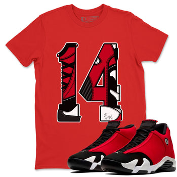 Air Jordan 14 Gym Red t shirts to match sneakers Number 14 sneaker match tees Gym Red 14s shirt SNRT Sneaker Tees unisex cotton Red 1 shirts