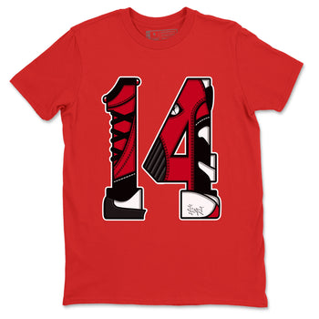 Air Jordan 14 Gym Red t shirts to match sneakers Number 14 sneaker match tees Gym Red 14s shirt SNRT Sneaker Tees unisex cotton Red 2 shirts