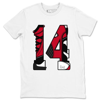 Air Jordan 14 Gym Red t shirts to match sneakers Number 14 sneaker match tees Gym Red 14s shirt SNRT Sneaker Tees unisex cotton White 2 shirts