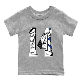 14s Hyper Royal t shirts to match sneakers Number 14 sneaker match tees Air Jordan 14 Hyper Royal shirt SNRT Sneaker Tees Youth Baby Heather Grey 2 tee