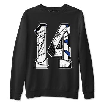 14s Hyper Royal t shirts to match sneakers Number 14 sneaker match tees Air Jordan 14 Hyper Royal shirt SNRT Sneaker Tees unisex cotton Black 2 shirts