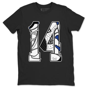 14s Hyper Royal t shirts to match sneakers Number 14 sneaker match tees Air Jordan 14 Hyper Royal shirt SNRT Sneaker Tees unisex cotton Black 2 shirts