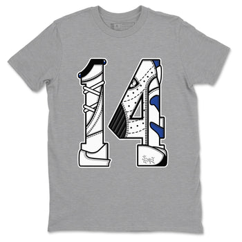 14s Hyper Royal t shirts to match sneakers Number 14 sneaker match tees Air Jordan 14 Hyper Royal shirt SNRT Sneaker Tees unisex cotton Heather Grey 2 shirts