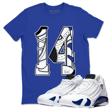 14s Hyper Royal t shirts to match sneakers Number 14 sneaker match tees Air Jordan 14 Hyper Royal shirt SNRT Sneaker Tees unisex cotton Royal Blue 1 shirts