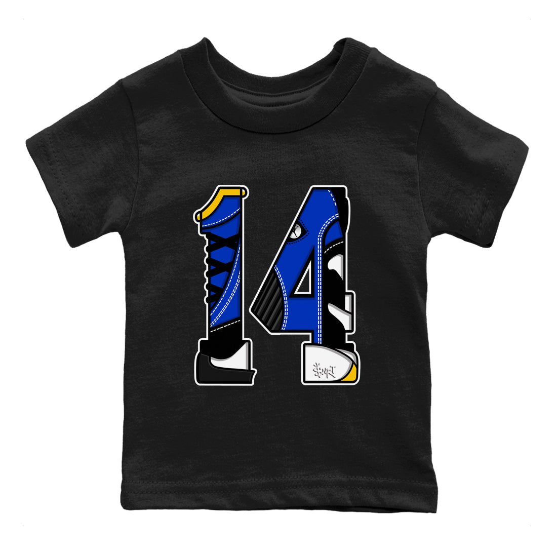 14s Laney t shirts to match sneakers Number 14 sneaker match tees Air Jordan 14 Laney shirt SNRT Sneaker Tees Youth Baby Black 2 tee