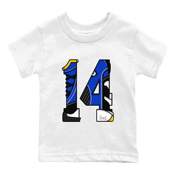 14s Laney t shirts to match sneakers Number 14 sneaker match tees Air Jordan 14 Laney shirt SNRT Sneaker Tees Youth Baby White 2 tee