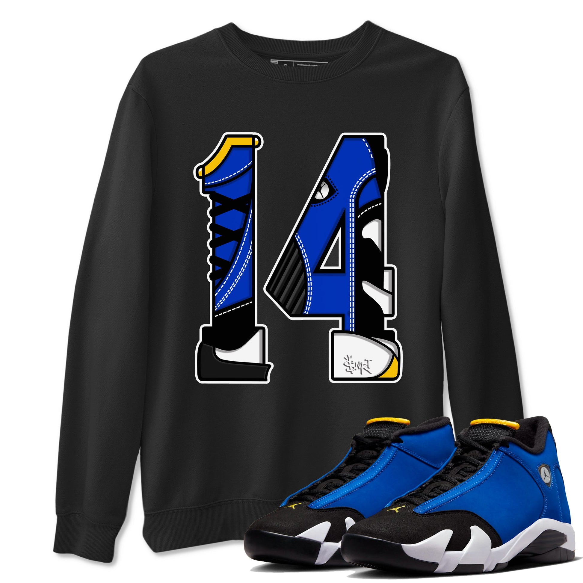 14s Laney t shirts to match sneakers Number 14 sneaker match tees Air Jordan 14 Laney shirt SNRT Sneaker Tees unisex cotton Black 1 shirts