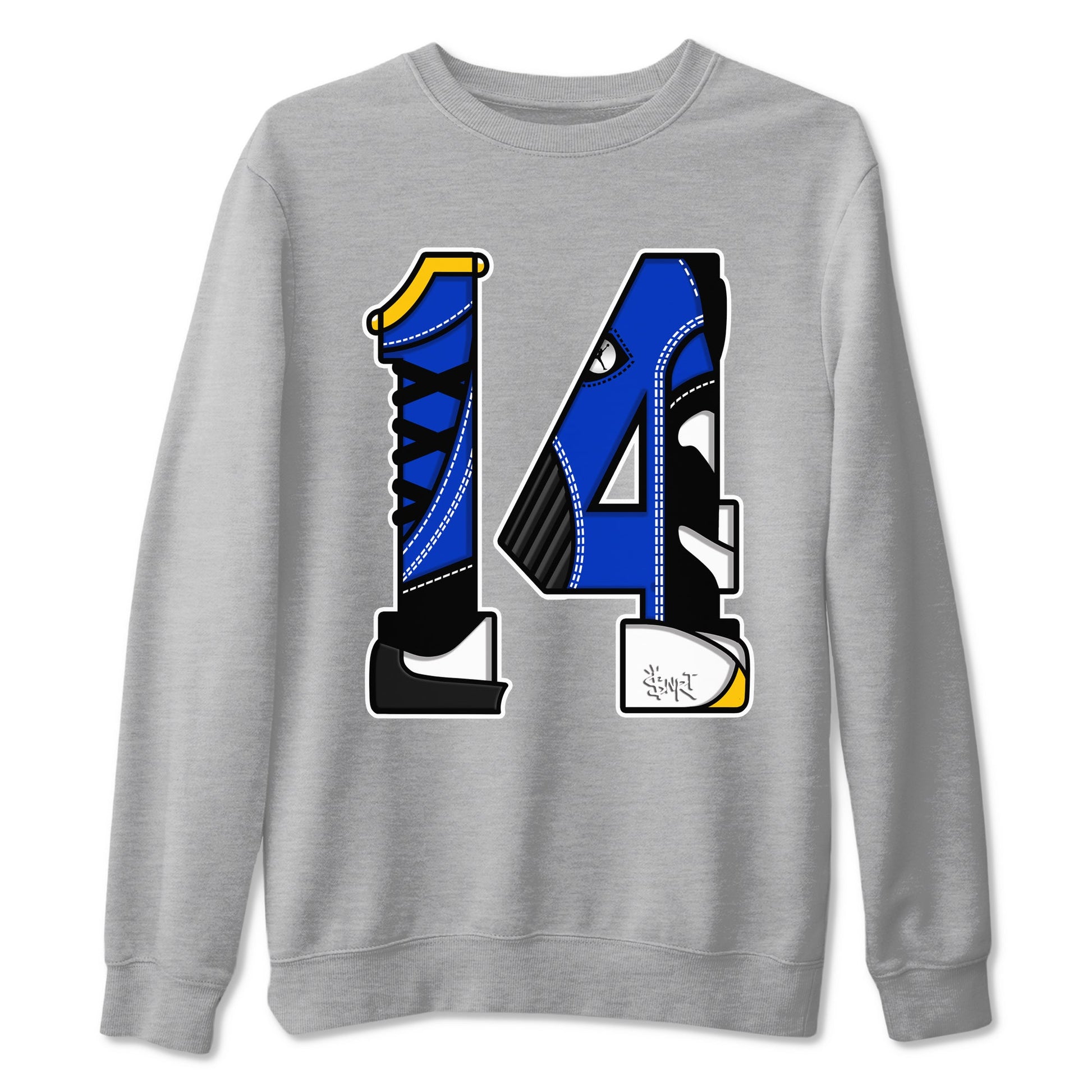 14s Laney t shirts to match sneakers Number 14 sneaker match tees Air Jordan 14 Laney shirt SNRT Sneaker Tees unisex cotton Heather Grey 2 shirts