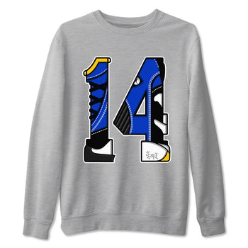 14s Laney t shirts to match sneakers Number 14 sneaker match tees Air Jordan 14 Laney shirt SNRT Sneaker Tees unisex cotton Heather Grey 2 shirts