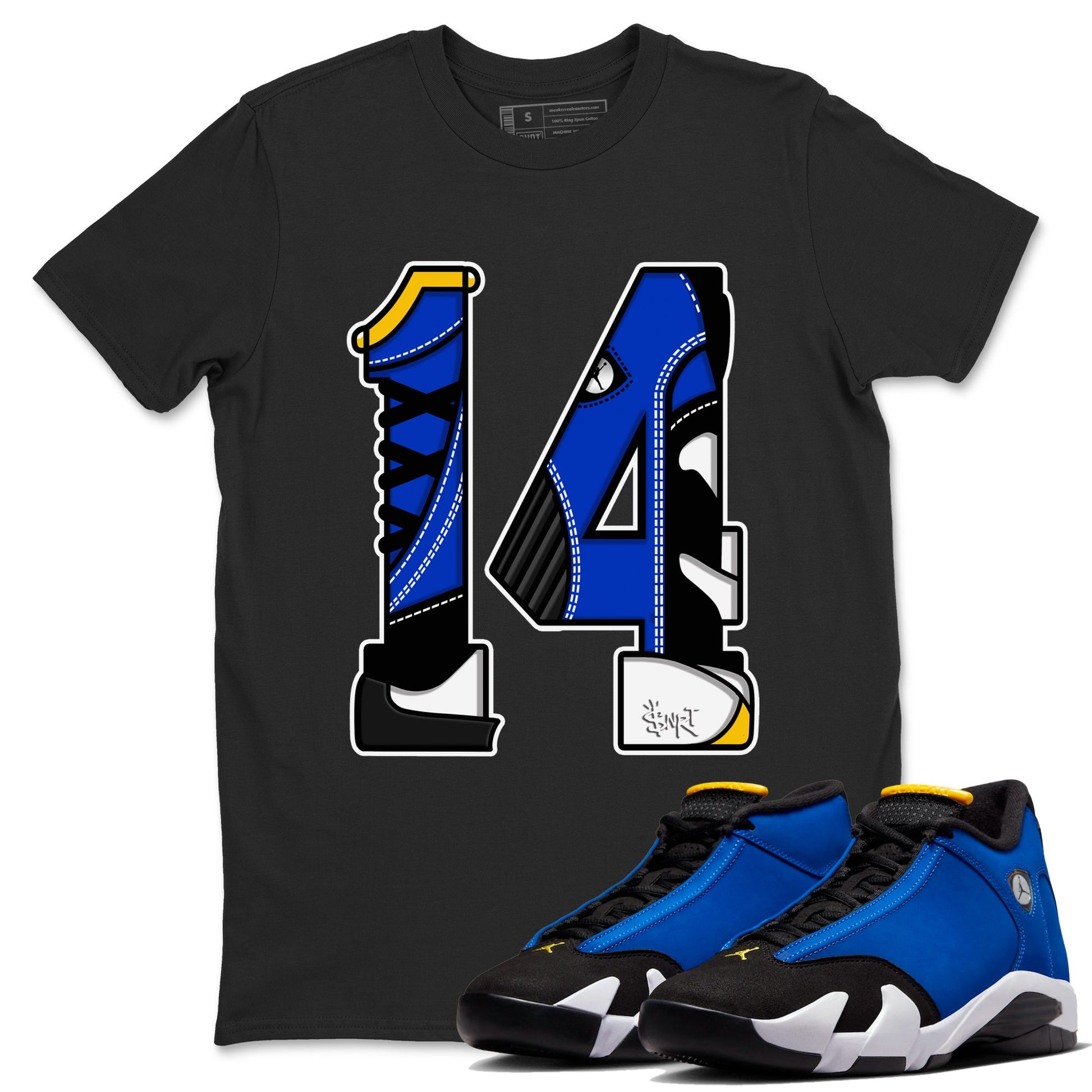 14s Laney t shirts to match sneakers Number 14 sneaker match tees Air Jordan 14 Laney shirt SNRT Sneaker Tees unisex cotton Black 1 shirts