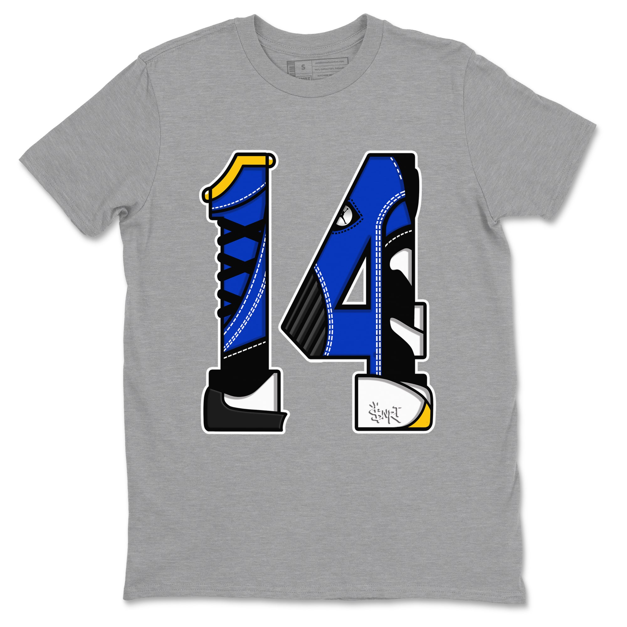 14s Laney t shirts to match sneakers Number 14 sneaker match tees Air Jordan 14 Laney shirt SNRT Sneaker Tees unisex cotton Heather Grey 2 shirts