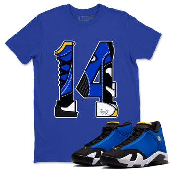 14s Laney t shirts to match sneakers Number 14 sneaker match tees Air Jordan 14 Laney shirt SNRT Sneaker Tees unisex cotton Royal Blue 1 shirts