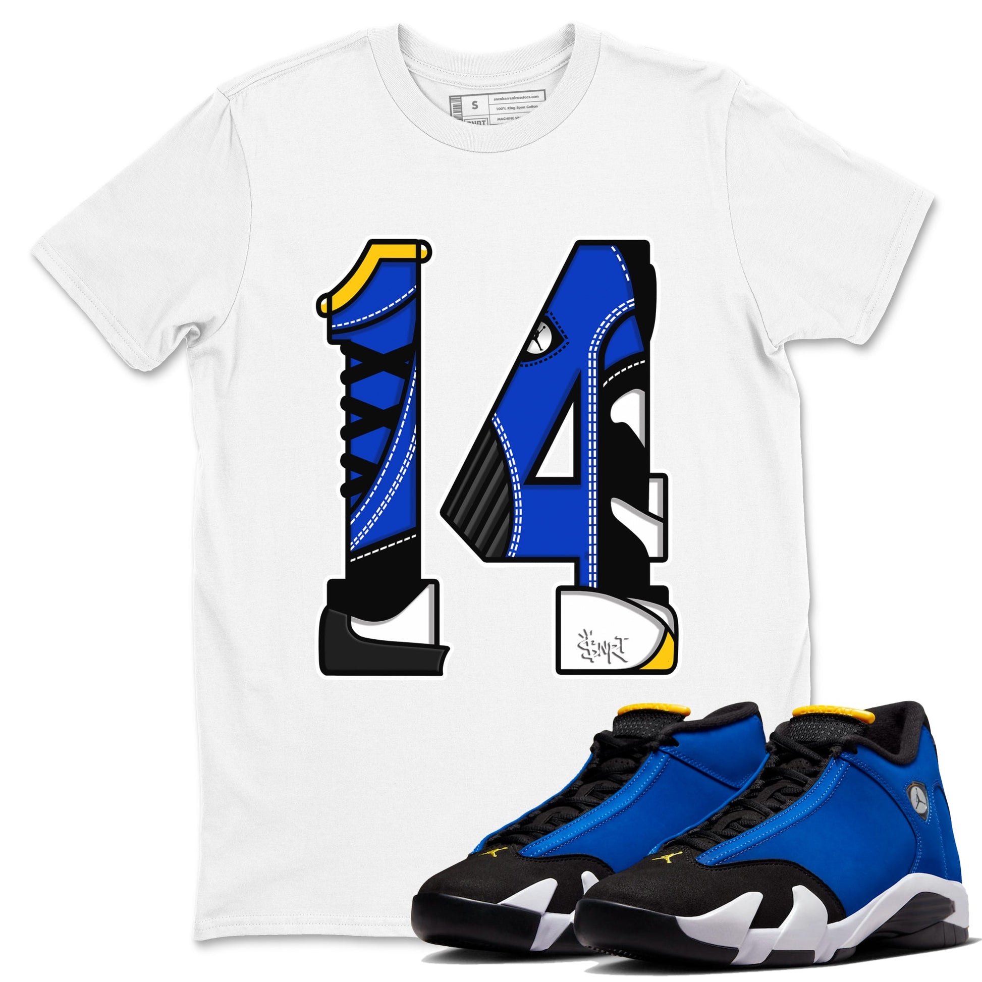 14s Laney t shirts to match sneakers Number 14 sneaker match tees Air Jordan 14 Laney shirt SNRT Sneaker Tees unisex cotton White 1 shirts