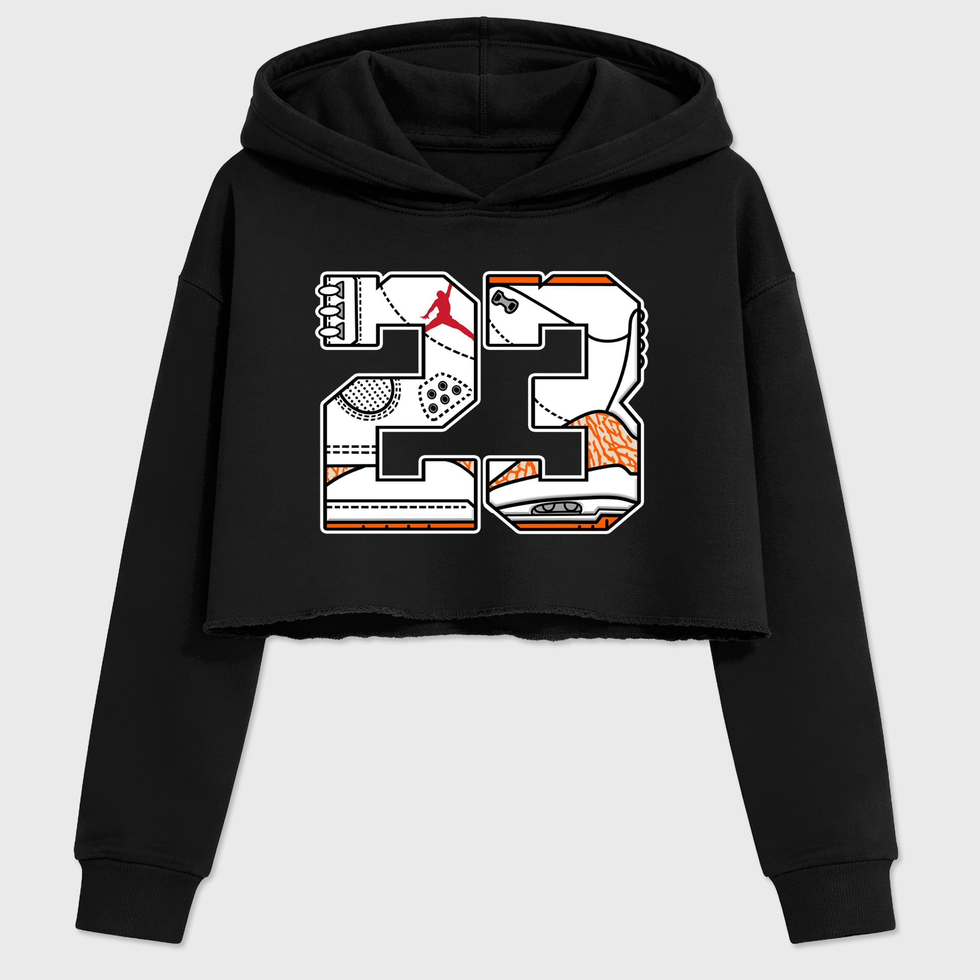 Sneaker match tees – Sneaker Tees To Match Air Jordan 3 Orange Citrus Shoes – Number 23 Crop T-Shirt Black 2