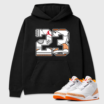 Sneaker match tees – Sneaker Tees To Match Air Jordan 3 Orange Citrus Shoes – Number 23 Tee Black 1