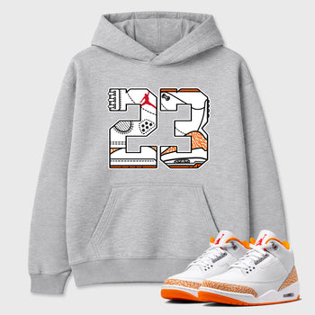 Sneaker match tees – Sneaker Tees To Match Air Jordan 3 Orange Citrus Shoes – Number 23 Tee Heather Grey 1