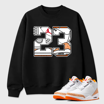 Sneaker match tees – Sneaker Tees To Match Air Jordan 3 Orange Citrus Shoes – Number 23 Tee Black 1