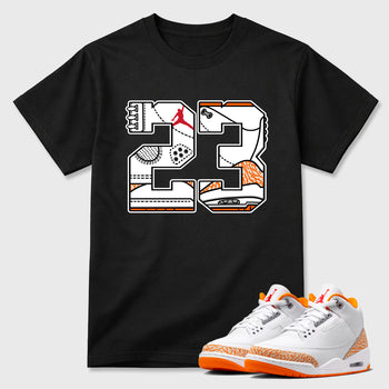 Sneaker match tees – Sneaker Tees To Match Air Jordan 3 Orange Citrus Shoes – Number 23 Tee Black 1