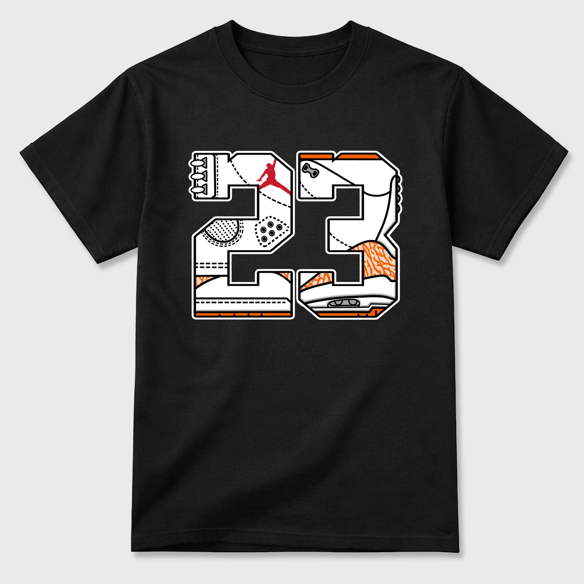 Sneaker match tees – Sneaker Tees To Match Air Jordan 3 Orange Citrus Shoes – Number 23 Tee Black 2
