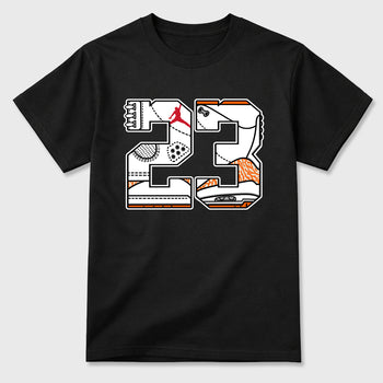 Sneaker match tees – Sneaker Tees To Match Air Jordan 3 Orange Citrus Shoes – Number 23 Tee Black 2