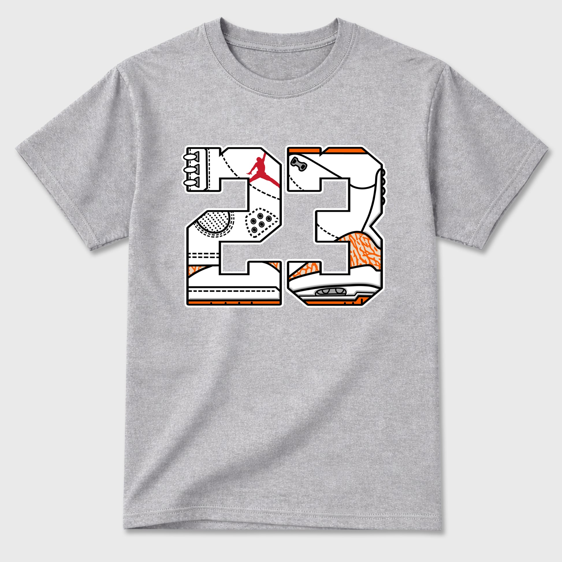 Sneaker match tees – Sneaker Tees To Match Air Jordan 3 Orange Citrus Shoes – Number 23 Tee Heather Grey 2
