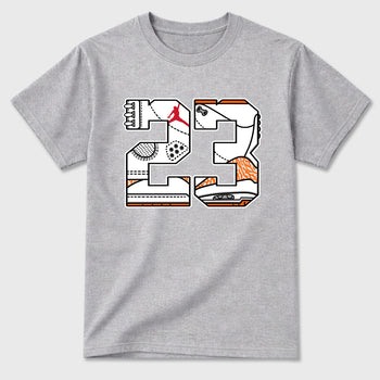 Sneaker match tees – Sneaker Tees To Match Air Jordan 3 Orange Citrus Shoes – Number 23 Tee Heather Grey 2