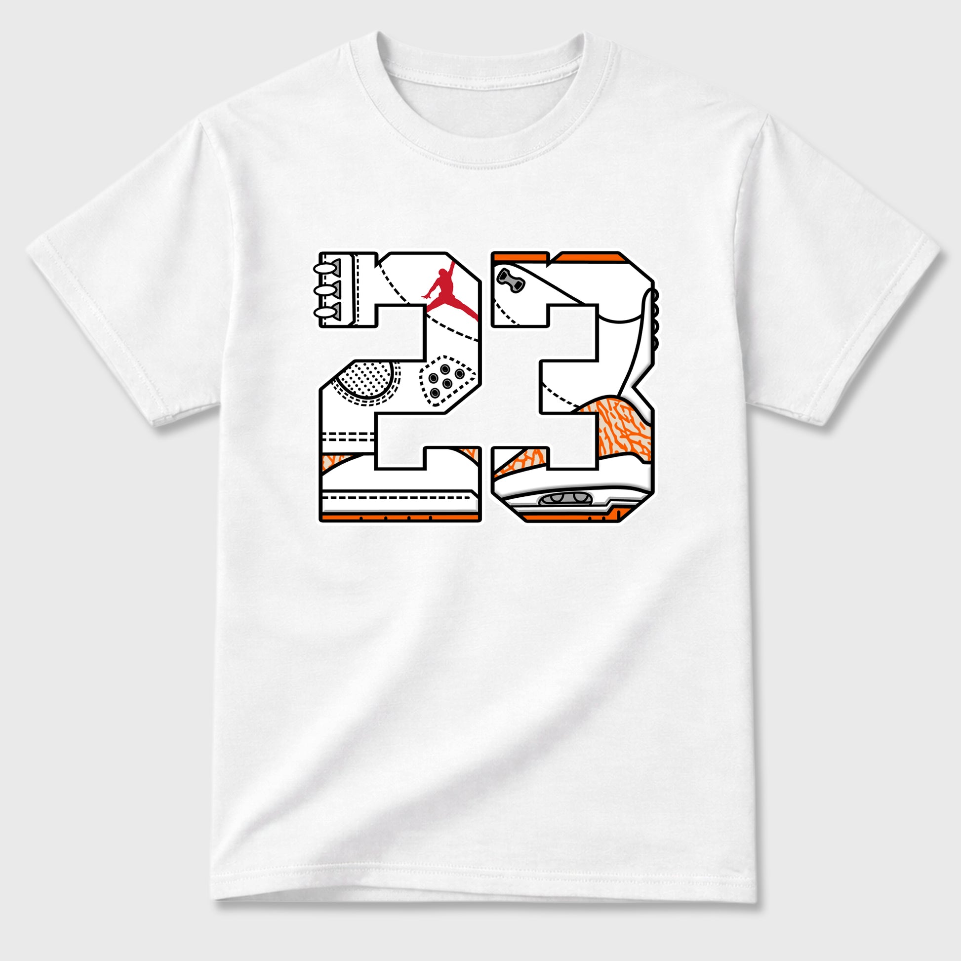 Sneaker match tees – Sneaker Tees To Match Air Jordan 3 Orange Citrus Shoes – Number 23 Tee White 2