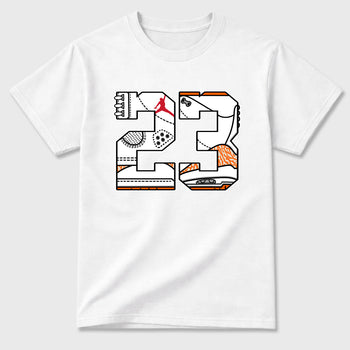 Sneaker match tees – Sneaker Tees To Match Air Jordan 3 Orange Citrus Shoes – Number 23 Tee White 2