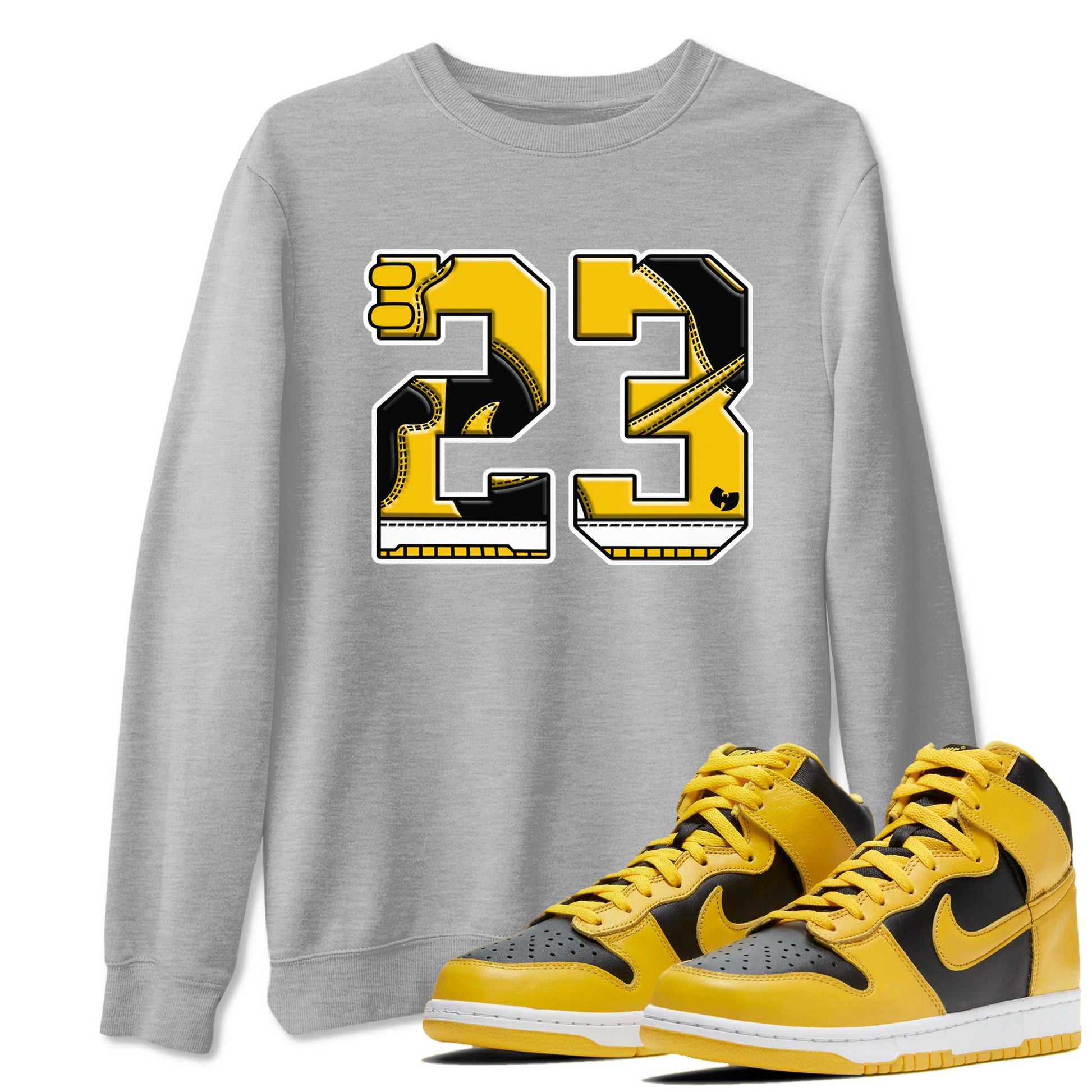 Dunk High Wu Tang shirts to match jordans Number 23 sneaker match tees Dunk High Wu Tang match shoes to clothes SNRT Sneaker Tees unisex cotton Heather Grey 1 shirts