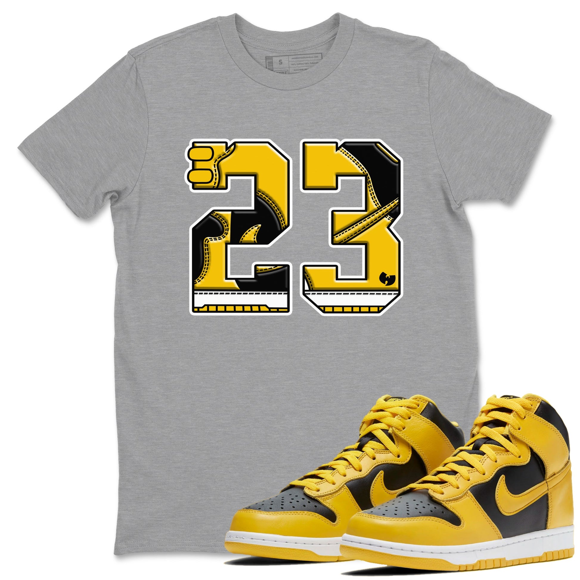 Dunk High Wu Tang shirts to match jordans Number 23 sneaker match tees Dunk High Wu Tang match shoes to clothes SNRT Sneaker Tees unisex cotton Heather Grey 1 shirts